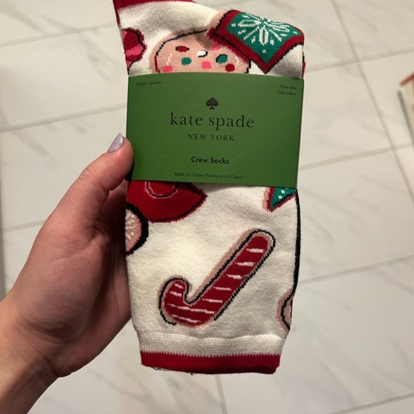 kate spade holiday cookie crew socks gift set of 3 nwt - Picture 3 of 7